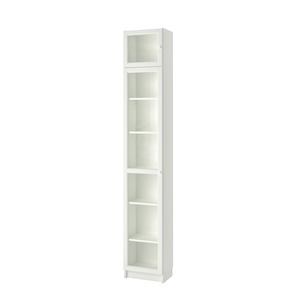 Ikea Billy Bookcase Extension Combo with Oxberg Glass Door, 40x30x237cm, White