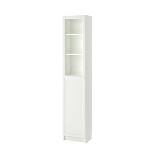 Ikea Billy Bookcase with Oxberg Half Glass Door, 40x30x202cm, White