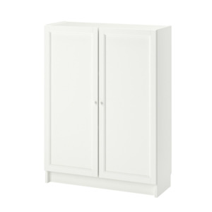 Ikea Billy Bookcase with Oxberg Solid Doors, 80x30x106cm, White