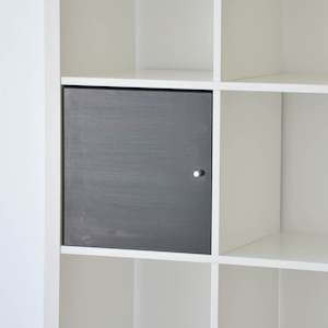 Furniture: Ikea Kallax Insert with Door, Black/Brown