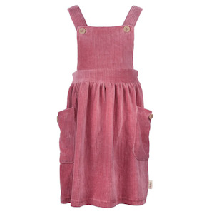 Nanna Kids Velvet Pinafore Dress, Peony