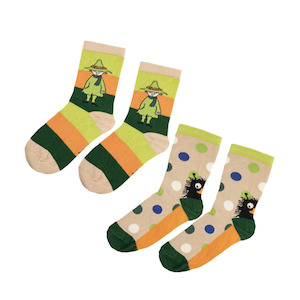 Furniture: Moomin Snufkin/Stinky Kids Socks 2-Pack, Green Multi