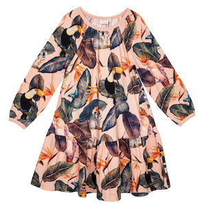 Paraiso Paradise Kids Dress Long Sleeve, Tropical Rose