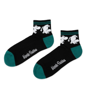 Moomintroll Running Retro Ankle Men's Socks, Black/Dark Green