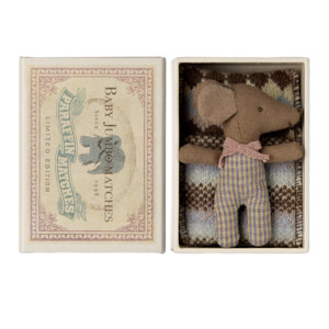 Maileg Sleepy Wakey Baby Mouse in Matchbox, Rose