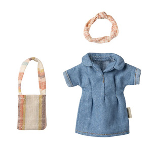 Maileg Denim Dress and Bag Mum Mouse PRE-ORDER