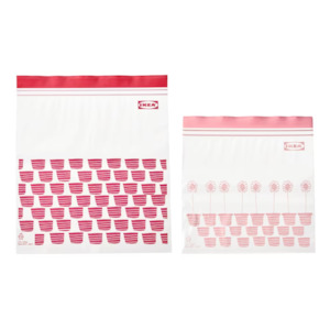 Ikea Istad Zip-Lock Bag, Red/Pink 2.5L and 1.2L