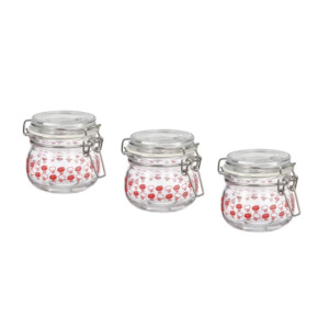 Ikea Korken Jar with Lid, Patterned / Bright Red, 13cl