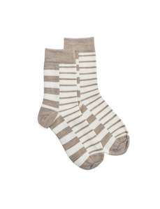 Kids Block Stripe Sock - Fawn