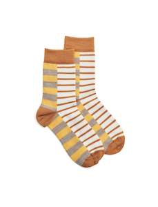 Kids Block Stripe Sock - Mustard