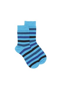 Kids Wide Stripe Sock - Turquoise