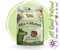 Wishbone Mix & Munch Lamb, Goat & Chicken Freeze-Dried Raw Food Toppers for Dogs 350g