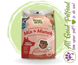 Wishbone Mix & Munch Beef and Venison Freeze-Dried Raw Food Toppers for Dogs 350g