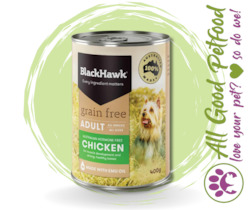 Store-based retail: BlackHawk Grain Free Chicken Can - 400g