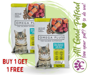 BUY 1 GET 1 FREE Omega Plus King Salmon Dry Cat Food With Beef 1.5kg