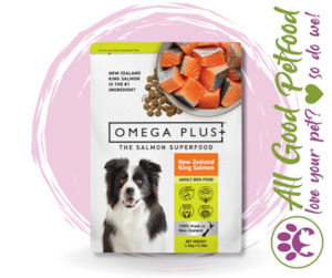 Store-based retail: Omega Plus King Salmon Dry Dog Food 2.4kg