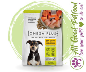 Store-based retail: Omega Plus King Salmon & Chicken Dry Dog Food - 2.4kg