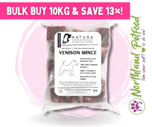 NATURA Bulk Venison Mince 10kg /IN STORE ONLY