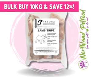 Store-based retail: NATURA Bulk Lamb Tripe 10kg /IN STORE ONLY