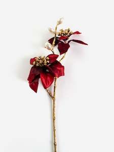 Red Poinsettia Spray with Pearls