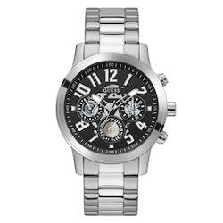 Men’s Guess watch Parker Black dial and silver bracelet FW0627G1