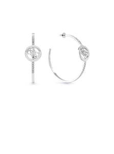 Guess Silver Quattro G Logo Hoop Earrings