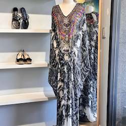 Camilla Silk Skull and Feather Kaftan - SIZE O/S