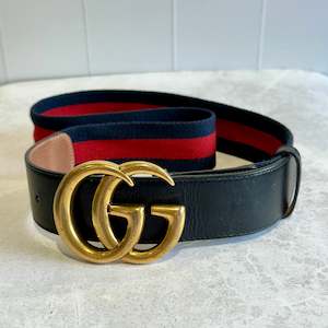 Clothing: Gucci Canvas + Leather Belt - SIZE 85cms