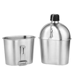 Sporting equipment: Outdoor 2in1 1000ml Stainless Steel Water Bottle 600ml Lunch Box Military Canteen Cup Set