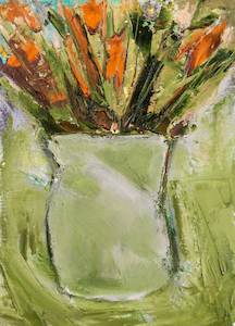 Art dealing: Orange Flowers in a Green Vase