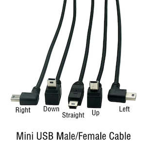 90 Degree Mini USB 5 Pin Male to Mini USB Female Extension Cable Left Up Down Ri…