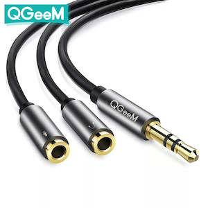 QGEEM 3.5mm Audio Splitter Cable - 1 Male to 2 Female Mic Y Splitter AUX Adapter