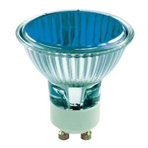 Electric light fittings: GU10 240V 50W Reflector 36° Blue Halogen 2,500 Hour Life