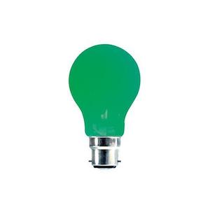 Electric light fittings: LAMP: B22D 240V 60W Green GLS