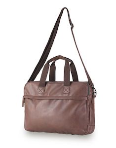 Frontpage: Tosca Vegan Leather Cross body satchel briefcase 40cm-W VG014-Chocolate