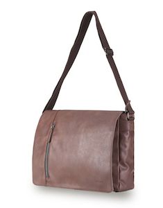 Frontpage: Tosca Vegan leather Messenger cross body satchel 40cm-W VG013-Chocolate