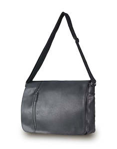 Frontpage: Tosca Vegan Leather satchel-messenger bag 40cm-W VG013-Black