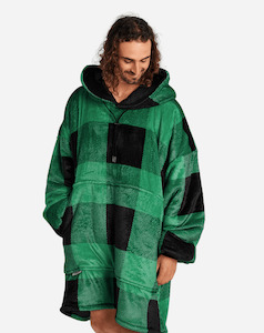 Adults Blanket Hoodie - Green Plaid