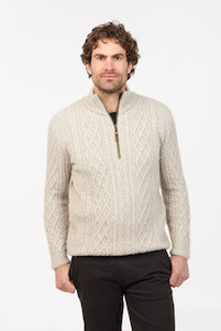 Aran Half Zip Possum Merino Silk Sweater NATIVE WORLD