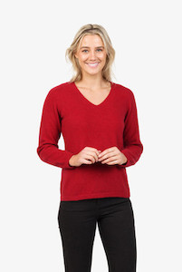 Vee Neck Plain Sweater Possum Merino NATIVE WORLD