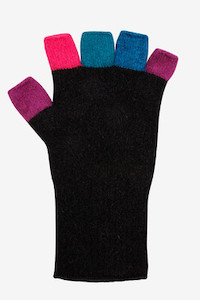 Multi Coloured Fingerless Gloves Possum Merino NATIVE WORLD