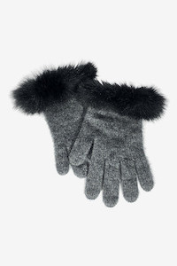 Fur Trim Possum Merino Wool Silk Gloves KORU RUN OUT