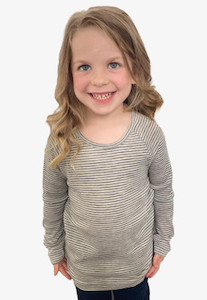 Kids Long Sleeve Striped Merino Ribbed Top