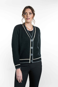 Contrast Textured Possum Merino Cardigan KORU