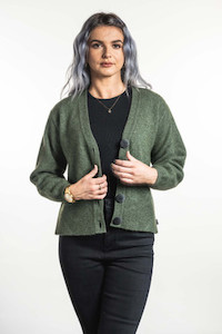 Vee Neck Possum Merino Silk Cardigan KORU