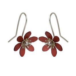 Homewares: Silver Copper Clematis Earrings - New Zealand Nature