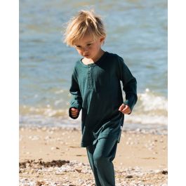 Children's Merino Henley Long Sleeve Tee - New Zealand Nature