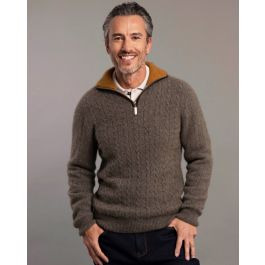 McDonald Possum Merino Men's Cable Sweater - New Zealand Nature