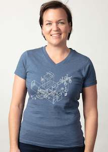 Womens organic cotton T Shirt - Blue marle "Kombi"