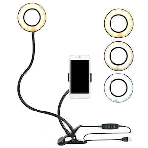 Table Flexible Live Stream Mobile Cell Phone Holder With Led Ring Light For Live Streaming